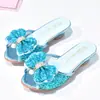 Zapatos de princesa Aisha para verano de niña, pantuflas de tacón alto, sandalias infantiles de dibujos animados versátiles, zapatillas de casa para niños con pedrería