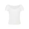 Camiseta de Verano de Manga Corta con Diseño Retro Americano, Cuello en V, Cintura Sexy Adelgazante, con Almohadilla en el Pecho, Top Exterior para Mujer