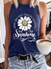 AliExpress Amazon Venda Quente Flor Impressa Primavera e Verão Top Sem Mangas T-Shirt Em Torno Do Pescoço Pullover Comércio Exterior Colete Mulheres