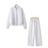 Roupas Femininas Europeias e Americanas Transfronteiriças AliExpress Mais Vendidas Estilo Europeu e Americano Jaqueta Piloto com Zíper Conjunto de Agasalho