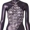 Top halter AYJ transfronterizo más vendido de nuevo estilo con detalles de cadena de gemas, un chaleco sexy para actuaciones en discotecas
