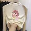 Nova camada de base térmica da moda e tendência outono/inverno para crianças, gola alta meia-manga para meninas, top quente e casual para crianças mais velhas