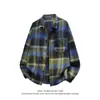 Camisa Larga de Cuadros Retro Trendy Estilo Coreano Talla Grande con Solapa y Ropa de Abrigo C2192-P30Oferta Especial