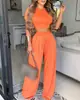 Ropa Europea y Americana para Mujer Amazon Aliexpress Sitio Independiente Estilo Elegante Conjunto de Pantalones Estampados de Manga Corta de Dos Piezas para Mujer Ligero