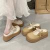 Zapatillas de Casa Mary Jane Elevadas con Lazo Lindo y Perlas para Mujer 2025 Primavera Nuevas Antideslizantes Puffin