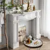 Armário Decorativo de Lareira Estilo Francês Vintage, Adereço de Cena para Transmissão ao Vivo, Armário de Exibição para Sala de Estar em Madeira Maciça, Armário Branco Estreito para Hall de Entrada