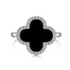 Anillo de Plata de Ley S925 Chapado en Oro K con Diseño de Trébol de Cuatro Hojas para Mujer, Diseño de Nicho, Sensación de Alta Gama, Anillo Elegante y Versátil