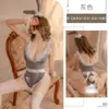 Lencería sexy de conejita sexy para juego de rol, encaje elástico alto, traje de una pieza para coquetear en la cama, mujer 1775