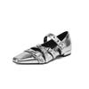 Estilo Doce e Descolado Fivela de Cinto de Rebite Redondo Personalizada Couro de Vaca Mary Jane Outono 2025 Salto Baixo Grosso Bico Quadrado Sapatos de Couro Genuíno para Mulheres