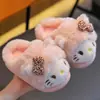 Chinelos de Algodão para Meninas de Inverno, Quentes e Peludos, para Uso em Casa, Combinando Pai e Filho, Antiderrapantes, Design de Gato Fofo, para Crianças Pequenas e Crianças Pequenas, Sapatos de Algodão com Calcanhar Fechado