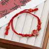 Jingdezhen Navidad Cerámica Cuerda Trenzada Pulsera Animales de Dibujos Animados Cuerda de Mano Joyería al por Mayor para Atracciones Turísticas Nicho Lujo Ligero