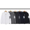 Sudadera con capucha y cuatro rayas de marca moderna para hombre y mujer, Sudadera con cremallera de algodón puro casual tipo gofre para pareja, Cárdigan