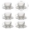 Juego de Taza y Platillo de Vidrio de Lujo Ligero Transfronterizo, Taza para Latte Estilo Americano, Taza de Té Transparente Resistente al Calor, Taza de Café Europea con Asa