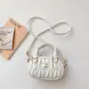 Bolso de Hombro Plegado con Letras para Niñas Primavera 2026 Fresco y Dulce Bolso Cruzado Pequeño de PU para Niños de Uso Diario
