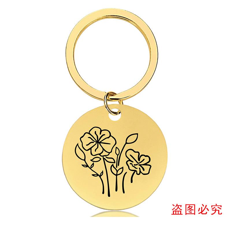 十二月份花朵黑+金圆牌钥匙扣单张图-15