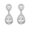 Pendientes de circonita con forma de gota de agua de alta gama con temperamento de moda transfronteriza de Europa y Estados Unidos para vestido de novia de mujer con pendientes de joyería brillante