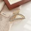 Pinza para el pelo mediana, elegante y elegante, estilo coreano, para la parte trasera de la cabeza, de metal francés, con perlas y diamantes de imitación, para mujer