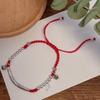 Pulseira de Corda Vermelha e Prata Estilo Étnico Xizang Feminina Tecida à Mão Pura Benmingnian Simples Pulseira de Mão para Namorada Estilo Nacional