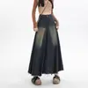 Falda de Mezclilla Estilo Retro Americano 2026 para Mujer Verano Nueva Cintura Alta Adelgazante Longitud Media Falda de Línea A Ajustada a la Cadera Dobladillo Ancho