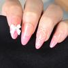 Arte de uñas con lazo rosa dulce, armadura blanca francesa, armadura de venta caliente europea y americana, armadura transfronteriza, armadura de desgaste
