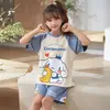 Pijama Infantil de Verão, Shorts de Manga Curta para Meninas, Roupa Externa Fina e Fofa de Desenho Animado para Meninas de Meia-Idade e Mais Velhas Conjunto de Roupas para Casa