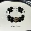 Nuevo Pulsera de Cristal de Té de Obsidiana Natural Estilo Chino, Pulsera de Cristal Blanco para el Año de Nacimiento, Pulsera de Cinco Elementos para Hombres y Mujeres, Nuevo Modelo de Regalo