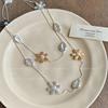 Flores de Doble Capa en Color de Contraste Se Pueden Usar con un Collar para Mujer, Cadena para Clavícula Estilo Resort Costero, Accesorios de Collar Largo Versátiles para el Día a Día