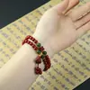 Pulseira de Areia Roxa Dourada Natural para Mulheres, Pulseira Genuína Feita à Mão com Múltiplos Círculos de Areia Roxa Dourada, Contas de Pixiu Buda, Pulseira de Cinábrio
