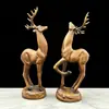 Par Auspicioso de Ciervos Artesanía de Resina con Imitación de Veta de Madera, Artículos de Regalo, Decoraciones Feng Shui, Muebles de Oficina, Decoraciones para Ceremonia de Apertura