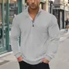 Moletom de Malha Jacquard Pesado com Gola Alta e Zíper Estilo Americano Retro Casual Masculino para Outono e Inverno Manga Longa