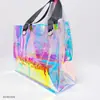 Bolsa Tote Colorida de PVC com Efeito Laser, Sacola de Compras para Supermercado, Sacola para Compras Diárias, Personalizável