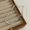 Colar de pérola sintética de prata quebrada em triângulo Corrente de clavícula coreana colar de design de temperamento da moda Rede vermelha colar atacado feminino