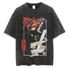 Camiseta Lavada de Anime Bleach Streetwear Harajuku Gráfico Vintage