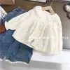 Camisa para niña, nuevo estilo primavera y otoño, elegante camisa de manga larga de verano para niñas, dulce top infantil, comercio exterior