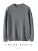 Outono e Inverno Novo Gola Redonda 100% Caxemira Pura Tricô Masculino Espesso Quente Casual Tricô Cor Lisa Manga Longa Pulôver