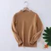 Suéter de punto grueso de cachemira 100% lana para niños, cuello alto, color liso, para niñas, suéter de punto para niños, estilo nuevo