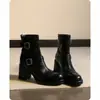 Encuentro Primero Temporada Botines de Tacón Alto para Mujer 2026 Nuevo Otoño/Invierno Con Felpa Gruesa Suela Martin Súper Bonitos Tacón Grueso Francés Adelgazantes