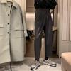 Pantalones Rectos Sueltos con Colgante Otoño e Invierno Pantalones Casuales TR Sin Planchado Estilo Coreano Modernos Pantalones Cropped Tridimensionales