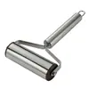Rolo de massa de aço inoxidável de uma mão, rolo de massa economizador de trabalho para fazer massas de pão e pastéis, ferramenta de rolo de massa de cabeça dupla