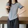 Camiseta Irregular de Manga Corta Estilo Europeo para Mujer 2026 Nuevo Verano Ajustada Versátil Top de Manga Corta Moda al por Mayor