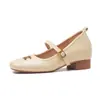 Aumento de Altura Interior de 6 cm, Zapatos de Cuero Retro Estilo Francés, Nuevo Modelo 2026, Punta Cuadrada, Tacón Grueso, Zapatos de Salón Individuales Estilo Oficina Noche para Mujer