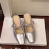 Sandalias al por mayor: zapatillas de media caña plateadas de estilo francés para mujer con un aumento de altura interno de 3 cm, adecuadas para uso en exteriores, estilo de hadas para primavera y verano