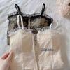 Camisole Pequena Sexy de Renda com Zíper Estilo Puro Desejo para Mulheres Usarem por Dentro e por Fora com Bojos Tubo Curto