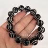 Pulsera de cuentas de ágata natural cielo cuentas redondas Ágata blanco y negro Pulsera Ojo de Cielo Hombres y mujeres pulsera hombres y mujeres
