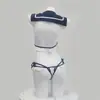Lencería Sexy Roja para Mujer, Atuendo de Estudiante Puro Deseo, Uniforme Tentación Sexy Hueco con Lazo Espalda Descubierta, No Necesita Quitarse 2812