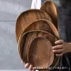 Bandeja de Madera de Acacia Lista para Usar Informal Snack Snack Pastel Almacenamiento Cocina Diaria Fiesta Forma Especial Asimétrica