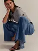 Calça Jeans Flare de Cintura Alta Slim Fit Comprimento Total Estilo Europeu e Americano Patchwork Mais Vendida na Fronteira Aliexpress para Mulheres 2025