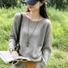 Suéter de punto hueco de color liso con diseño casual para mujer, jersey holgado, nuevo top casual de manga larga para otoño 2026
