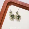 Brincos de Zircônia Verde Oliva Estilo Palácio Francês de Luxo Leve Borboleta da Floresta Brincos de Alto Padrão Brincos de Moda Exquisitos para Mulheres