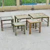Respaldo de Silla de Bambú Vintage Silla Mesa y Sillas de Bambú para Patio Exterior Set de Mesa y Sillas de Bambú Tejido de Bambú Mesa de Bambú Taburete Pequeño de Bambú Taburete de Tabla Accesorios